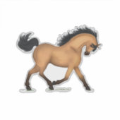 Trotting Buckskin Paard Pony Ruiterstift Decal Sticker (Voorkant)