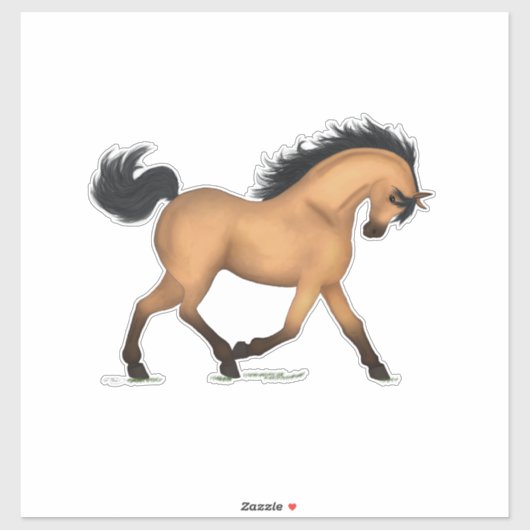 Trotting Buckskin Paard Pony Ruiterstift Decal Sticker (Vel)