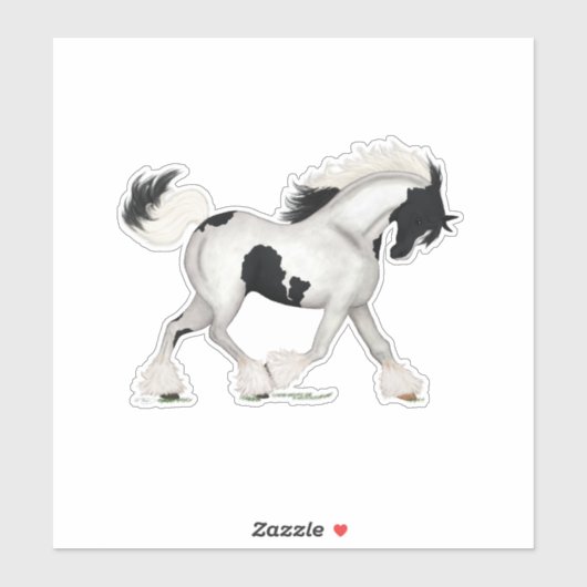 Trotting Gypsy Vanner Paard Pinto Pony Sticker (Vel)