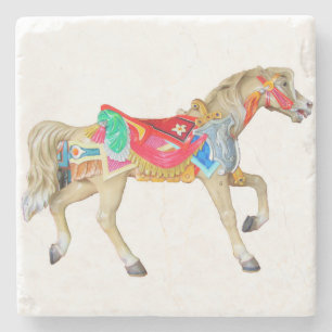 Trotting Hand Painted Carousel Horse Stenen Onderzetter