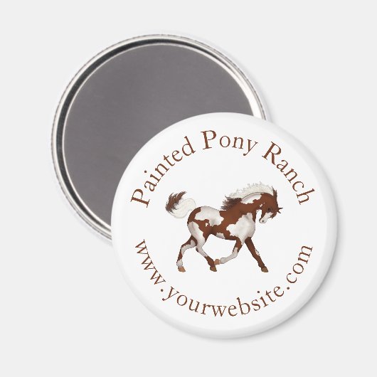 Trotting Overo Skewbald Paint Horse Custom Logo Magneet (Voorkant / Achterkant)