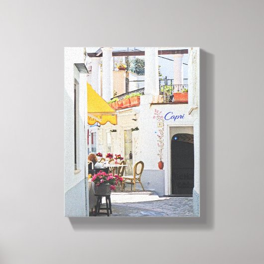 Trottoircafé in Capri Canvas Afdruk (Voorkant)