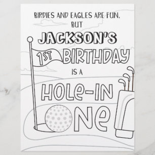 Trou de golf en une page de coloriage d'anniversai