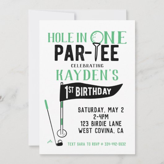 Trou en un Doodle Golf Première Invitation d'anniv (Devant)