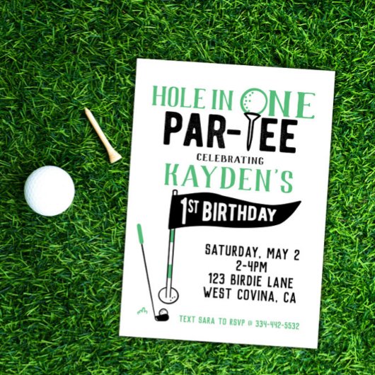 Trou en un Doodle Golf Première Invitation d'anniv