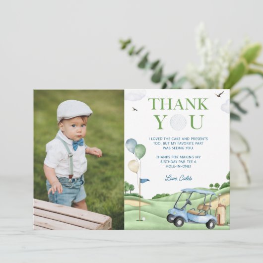 Trou en un Golf 1er anniversaire Carte de remercie (Debout devant)