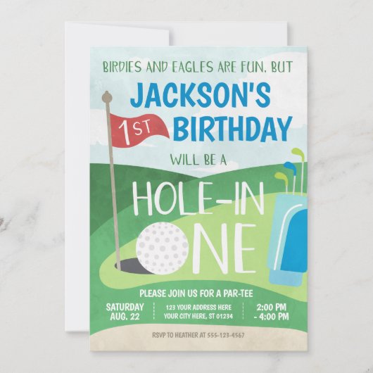 Trou en un Golf Invitation Première fête d'anniver (Devant)