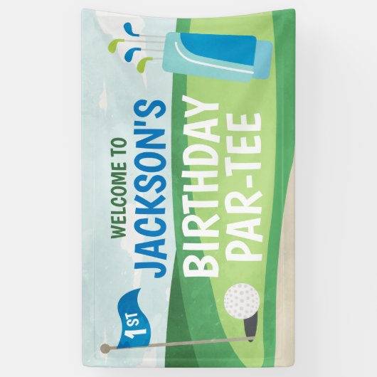 Trou en une bannière d'anniversaire, Golf Joyeux a (Vertical)