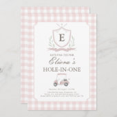 Trou rose en un En vichy Invitation d'anniversaire (Devant / Derrière)