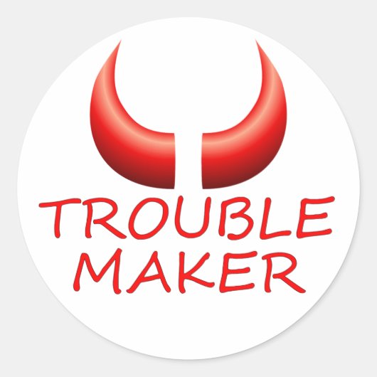 Trouble Maker en Duivelhoorns Ronde Stickers (Voorkant)