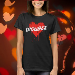 Trouble T-shirt met druppelend hartmotief