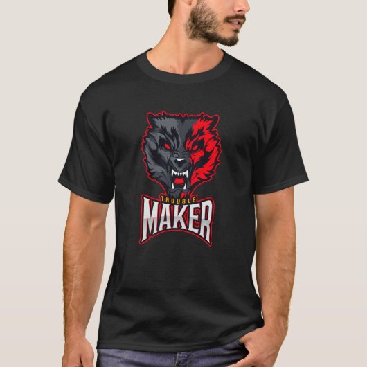 Troublemaker Attitude Rebel Wolf  1 T-shirt (Voorkant)