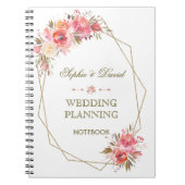 Trouhoudplan met roze bloemen en gouden glitters notitieboek (Voorkant)