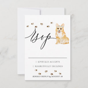 Trouhreactie Welkom Corgi Hond RSVP Kaartje