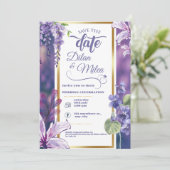 Trouhulpmiddel met bloemenprint save the date (Staand voorkant)