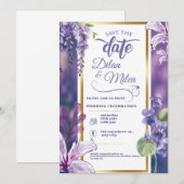 Trouhulpmiddel met bloemenprint save the date (Voorkant / Achterkant)