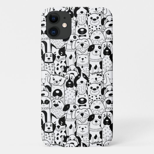 Troupe de chiens noir et blanc Coque de téléphone (Dos)