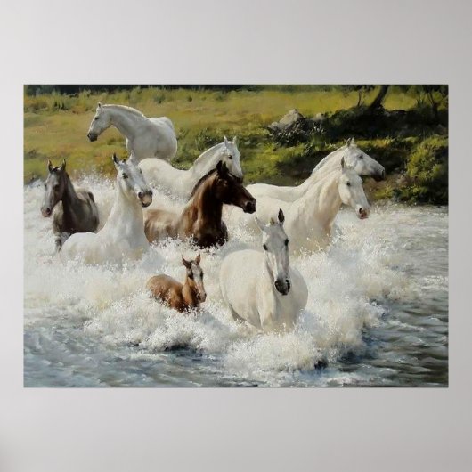 Troupeau de chevaux, Papier poster (mat) (Devant)