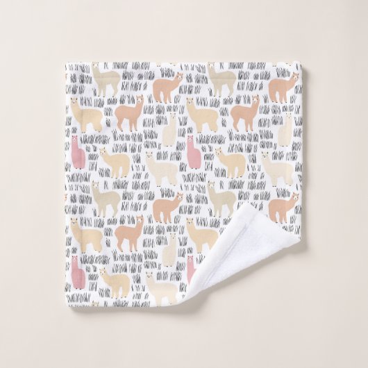 Troupeau de motif d'alpaga (Gant de toilette)