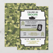 TROUPES MILITAIRES DE L'ARMÉE TANK INVITATION ANNI (Devant / Derrière)