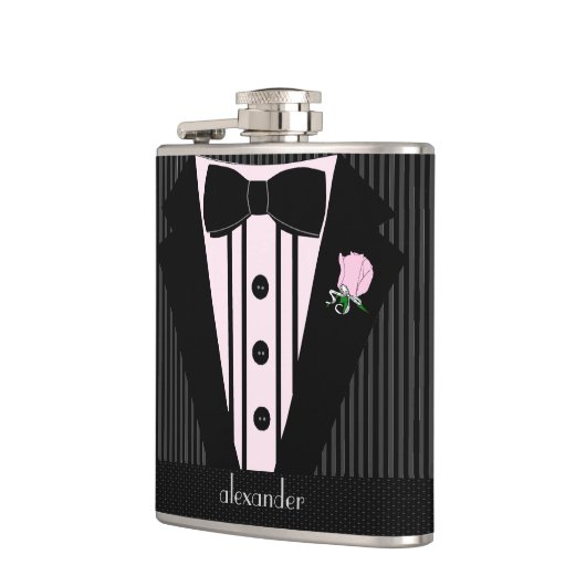 Trouserpak Roze en Grijs voor Bruidegom Heupfles (Links)