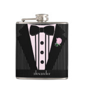 Trouserpak Roze en Grijs voor Bruidegom Heupfles (Voorkant)