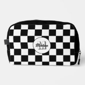 Trousse De Toilette à damiers Monogramme géométrique noir et blanc (Recto)