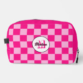 Trousse De Toilette à damiers rose chaud clair rétro (Recto)