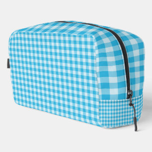Trousse de toilette à motif damier bleu