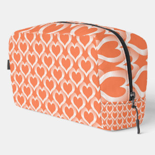 Trousse de toilette à motif de cœurs blancs corail