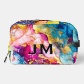 Trousse De Toilette Accessoire élégant en marbre rose turquoise (Verso)