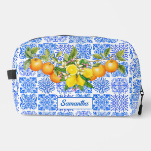 Trousse De Toilette Acitrus bleu sicilien jaune azulejo méditerranéen