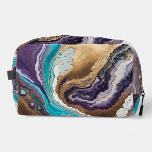 Trousse De Toilette Amethyst Turquoise et Gold Abstrait