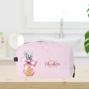 Trousse De Toilette Ananas à ruban rose monogramme tropical