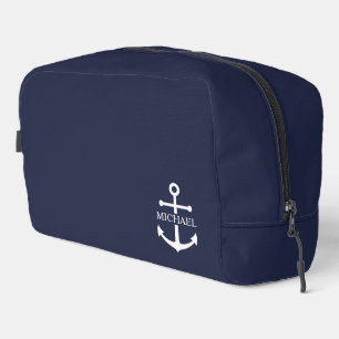Trousse De Toilette Ancre bleue marine Nom personnalisé