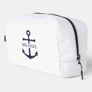 Trousse De Toilette Ancre bleue marine Nom personnalisé