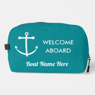 Trousse De Toilette Ancre Turquoise Marine Bienvenue à Bord Nom du Bat