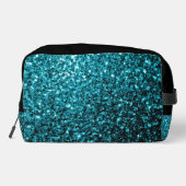 Trousse De Toilette Aqua bleu faux parties scintillant scintille Monog (Verso)