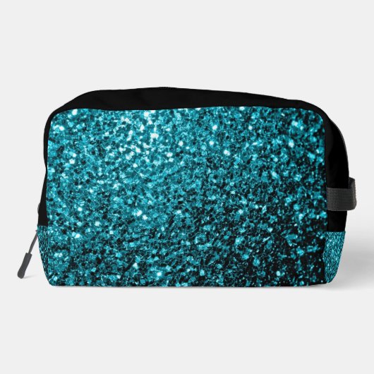 Trousse De Toilette Aqua bleu faux parties scintillant scintille Monog (Verso)