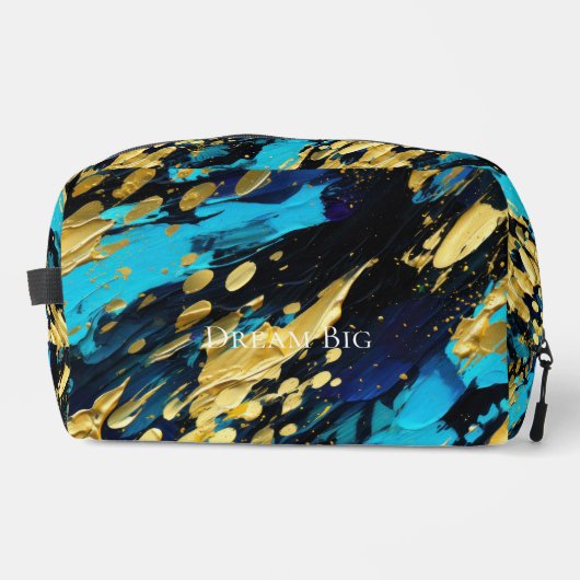 Trousse De Toilette Aqua Blue Gold Abstrait (Recto)