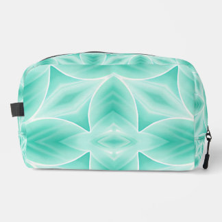 Trousse De Toilette Aquamarine et Motif géométrique blanc