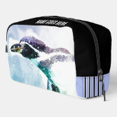 Trousse De Toilette Aquarelle bleu et noir de pingouin (Coin droit)