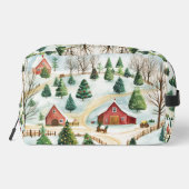 Trousse De Toilette Aquarelle Hiver Paysage rustique avec Fir Trees (Verso)