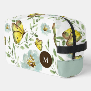 Trousse De Toilette Aquarelle Papillon motif floral Monogramme