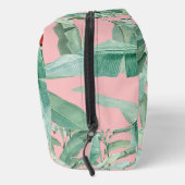 Trousse De Toilette Aquarelle rose banane tropicale Feuilles Monogramm (Droite)