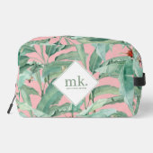 Trousse De Toilette Aquarelle rose banane tropicale Feuilles Monogramm (Verso)