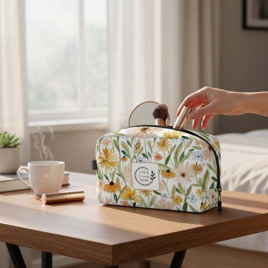 Trousse De Toilette Aquarelle rustique Fleurs sauvages Ajouter Logo En