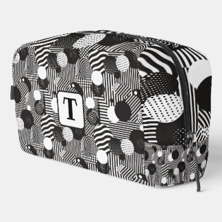 Trousse De Toilette Arrière - plan noir et blanc Lignes abstraites cer