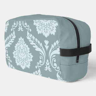 Trousse De Toilette Art Rococo Damassé I Bleu Canard+Turquoise