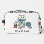 Trousse De Toilette Artistic White Kitten Knitting Accessories Design (Recto)